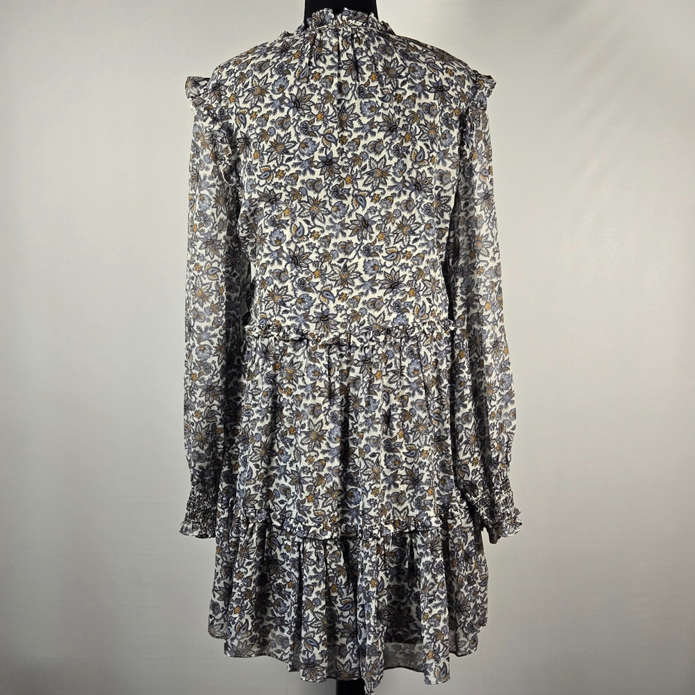 Veronica Beard Silk Ruffle Floral Dress Medium Designer Work Party Babydoll Y2K - Picture 3 of 8